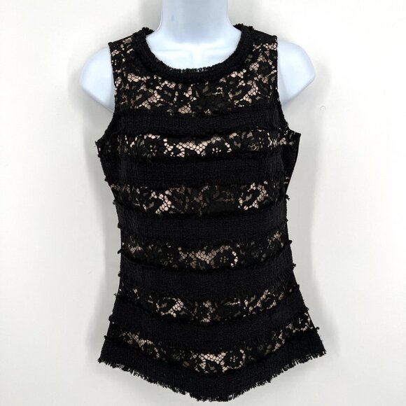 J. Crew Tops - NWT J. Crew Lace and Fringe Striped‎ Dressy Tank Formal or with Jeans Sexy XXS